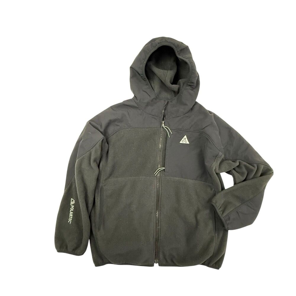 Nike ACG Wolf Tree Polartec Fleece Full Zip Hoodie Kids XL Black Jacket Hooded